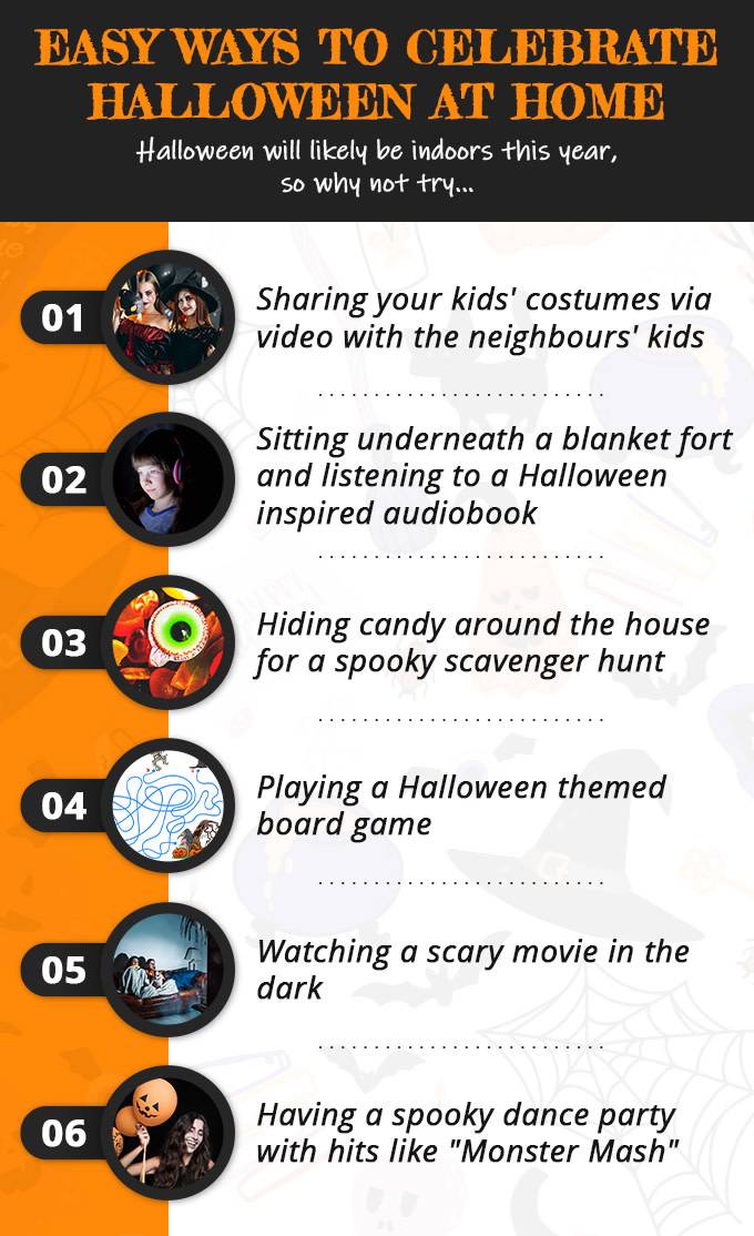 A poster of indoor-themed Halloween activities perfect for the whole family